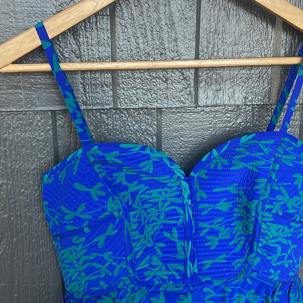 Anthropologie Maeve Blue Green Silk Dress - Picture 7 of 10